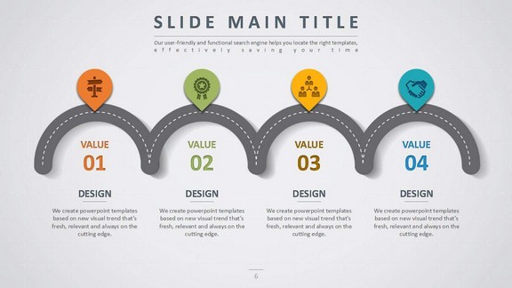 创意公路主题流程图设计PPT模板