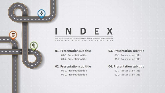 创意公路主题流程图设计PPT模板