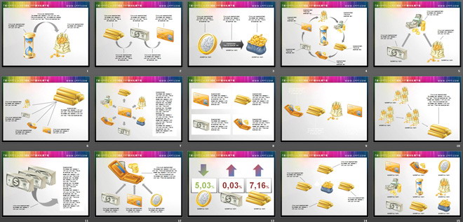 15张精美金币金融相关的PPT图表素材下载