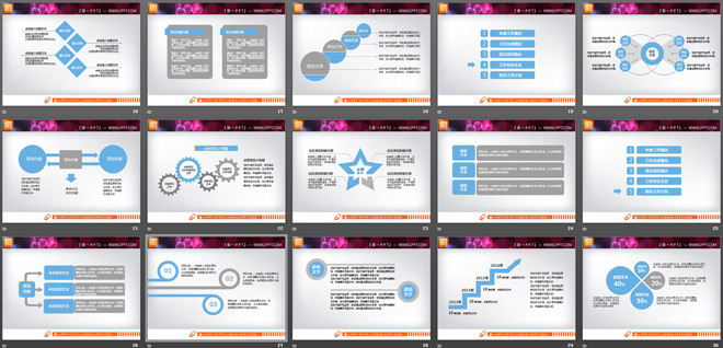 30张工作总结工作汇报PPT图表素材