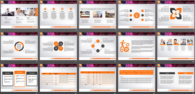 15张橙色国外创业融资PPT图表下载