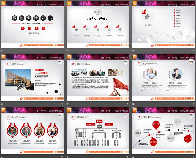 红色微立体创业融资计划书PPT图表大全