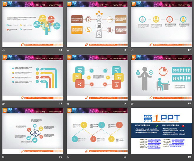 动态卡通扁平化PPT图表大全