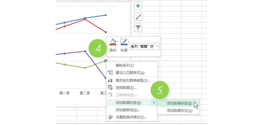 如何实现Excel折线图的图例名称跟随？