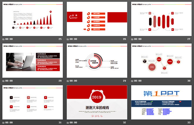 红色动态年终工作总结新年工作计划PPT模板