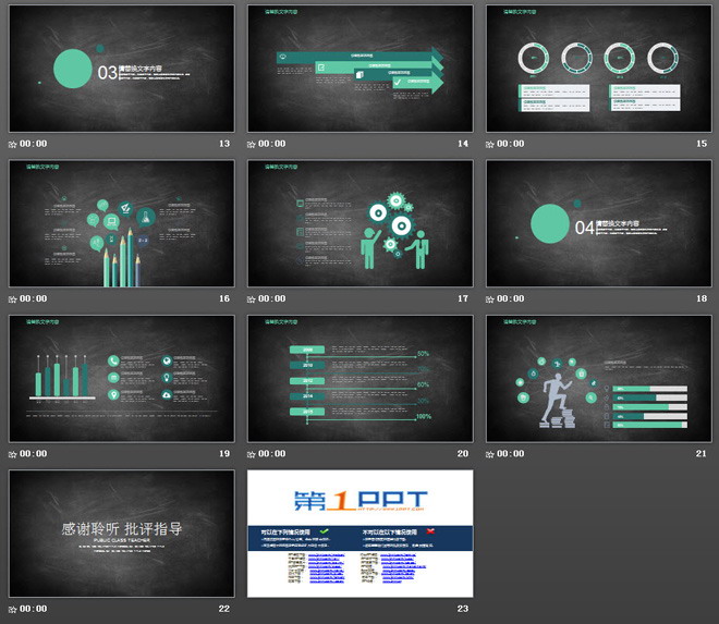 黑板背景的毕业论文开题报告PPT模板