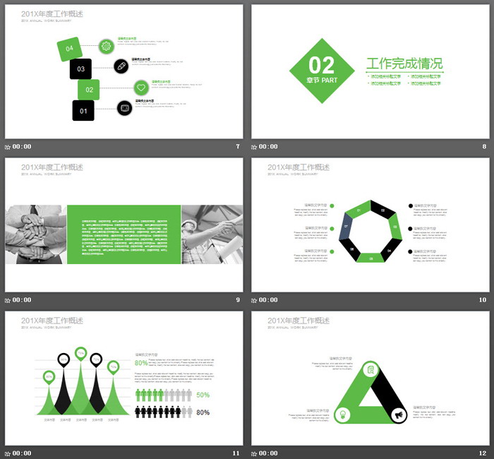 简洁绿黑扁平化风格新年工作计划PPT模板