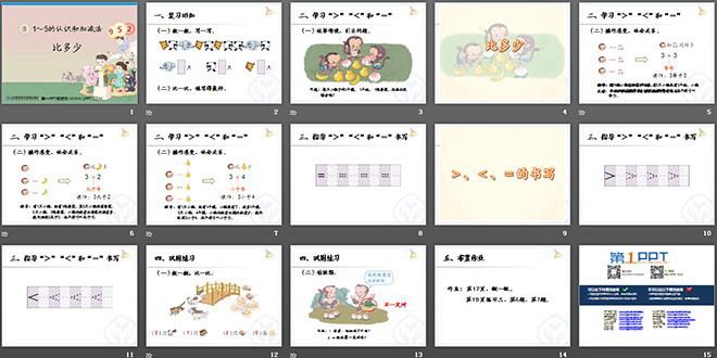 《比多少》1-5的认识和加减法PPT课件3