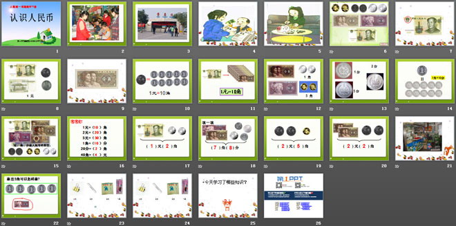 《认识1元及1元以下的人民币》元角分PPT课件