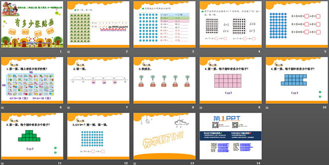 《有多少张贴画》6~9的乘法口诀PPT课件