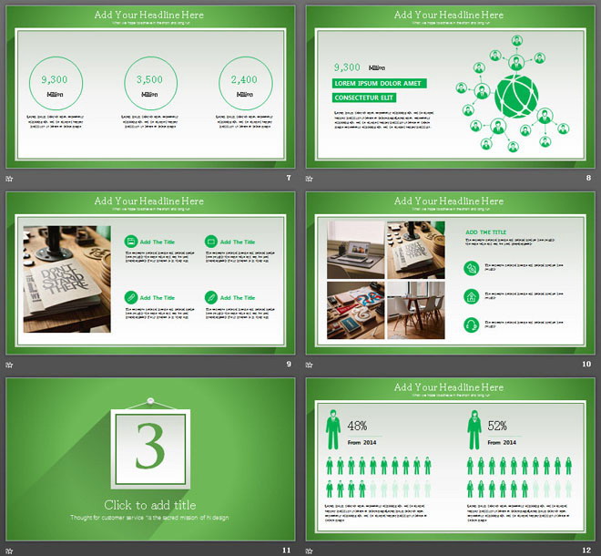 绿色阴影效果的简洁PPT模板免费下载
