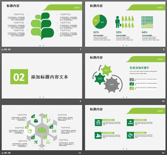 绿色通用简洁扁平化商务汇报PPT模板