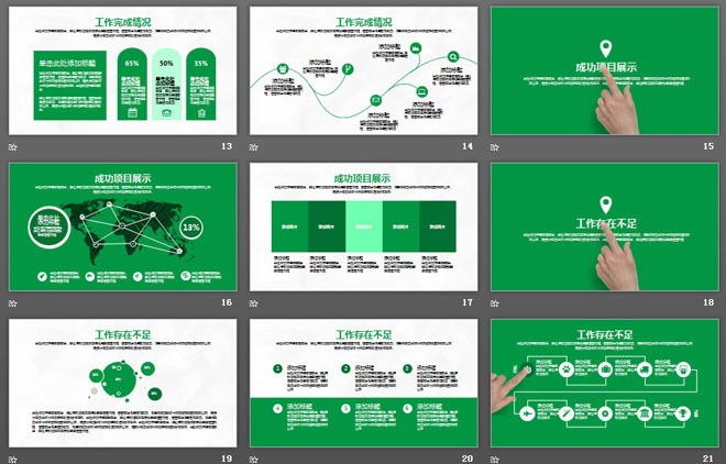 绿色简洁年中工作总结PPT模板