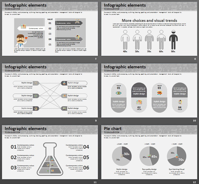 灰色卡通医生背景的医疗医院PPT模板免费下载