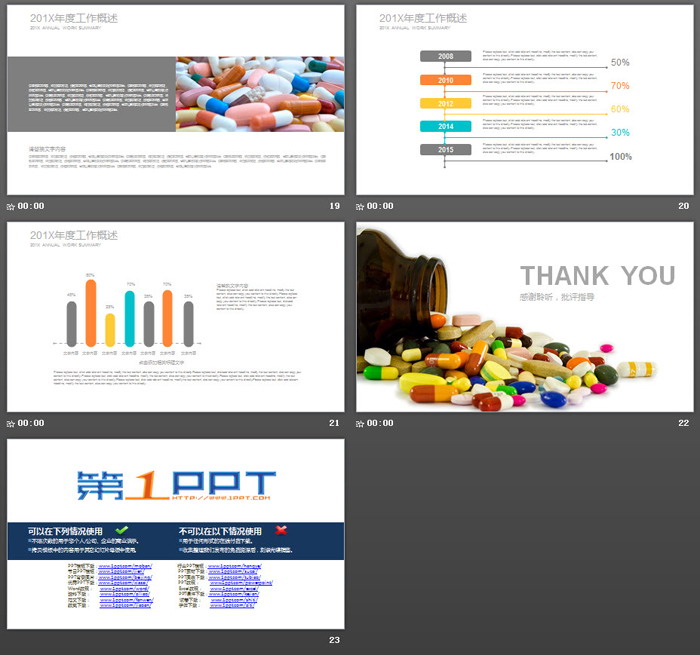 彩色药片胶囊背景的医药行业PPT模板