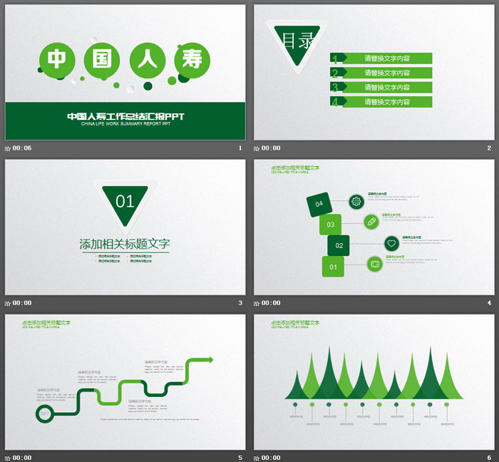 绿色中国人寿工作总结汇报PPT模板