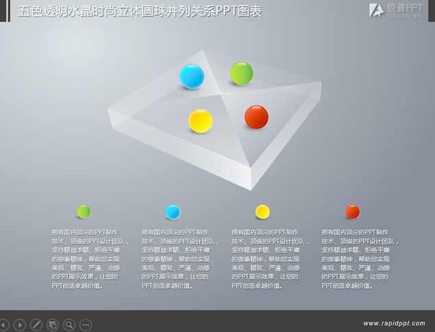 锐普官方9套5色透明立体时尚精美ppt图表