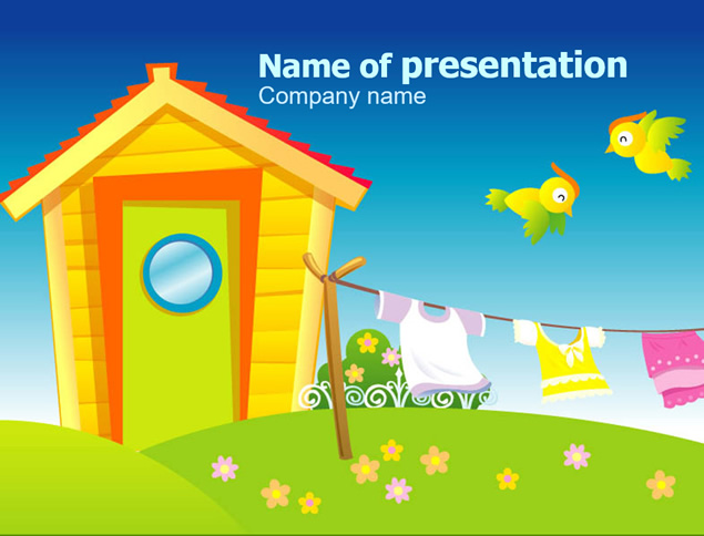 欢快的鸟儿 可爱的小屋——儿童节卡通版ppt模板