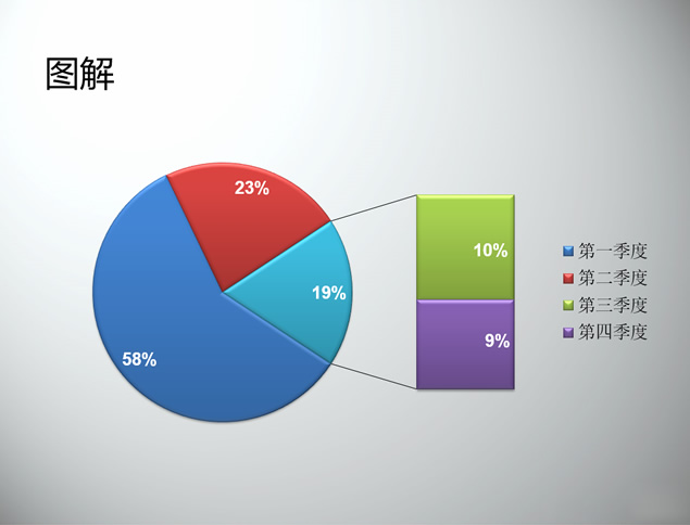 5张双色系精美立体饼形图ppt下载