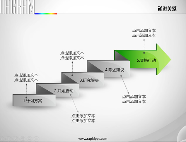 立体箭头递进质感图表