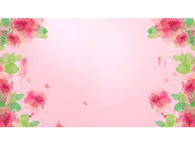 两张粉色唯美水彩花卉PPT背景图片