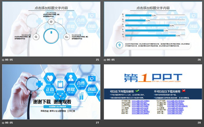 蓝色医生述职报告工作总结PPT模板