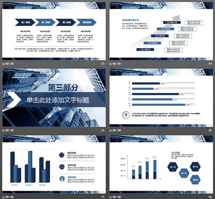 蓝色商业建筑背景的创业融资计划书PPT模板