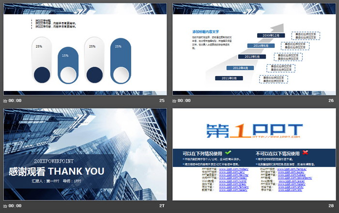 蓝色商业建筑背景的创业融资计划书PPT模板