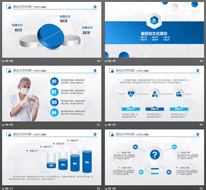 蓝色医生背景的医疗报告PPT模板