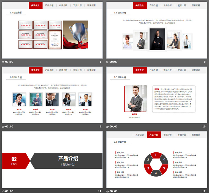 红色简洁公司简介PPT模板