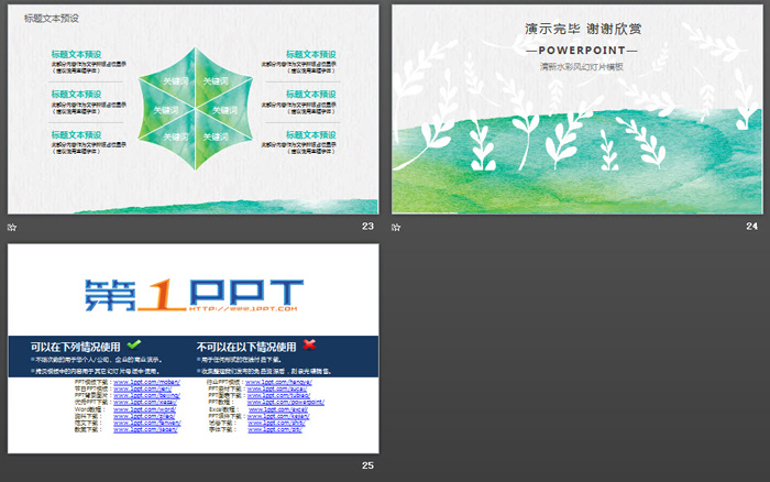 绿色水彩风环境保护主题PPT模板