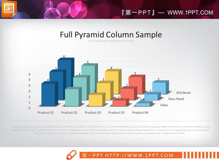 精致彩色立体PPT柱状图图表