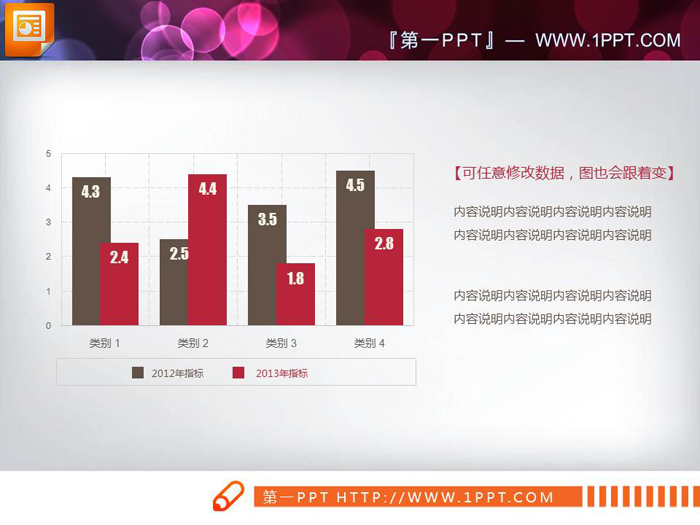 6张多彩扁平化PPT柱状图