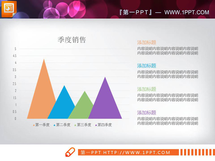 彩色锥型PPT柱状图