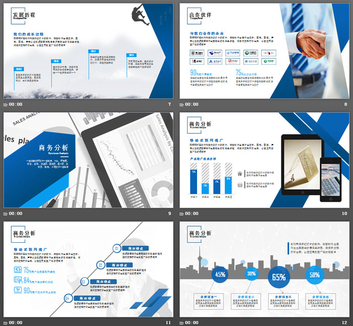 蓝色实用公司简介PPT模板