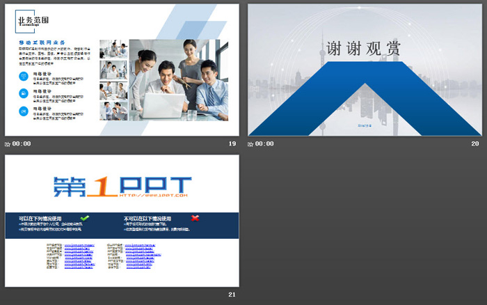 蓝色实用公司简介PPT模板