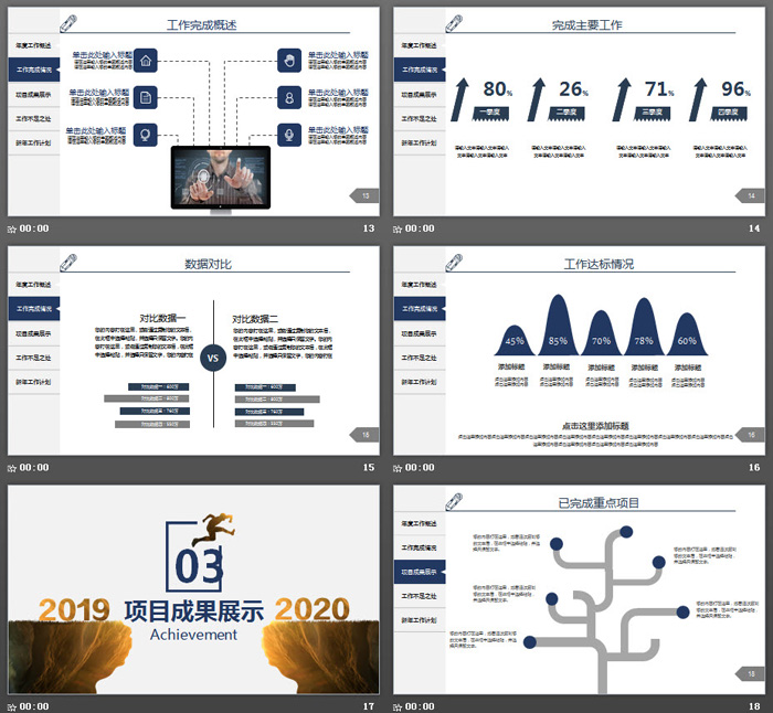 跨越动画背景年终工作总结PPT模板