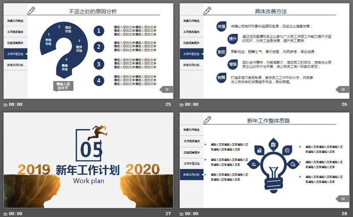 跨越动画背景年终工作总结PPT模板