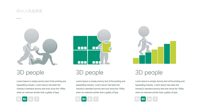 矢量可编辑3D小人信息ppt图表打包下载（28张）