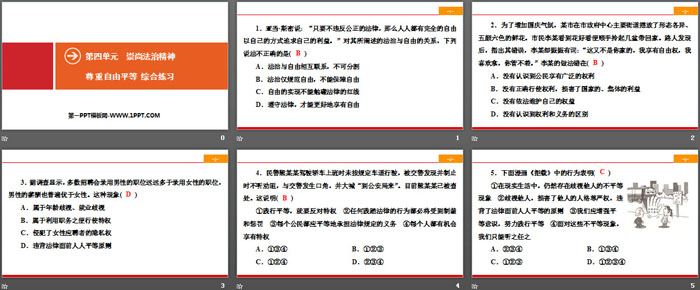 《尊重自由平等》崇尚法治精神PPT(综合练习)