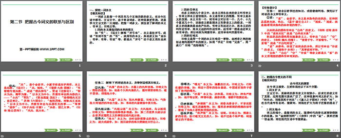 《把握古今词义的联系与区别》词语积累与词语解释PPT