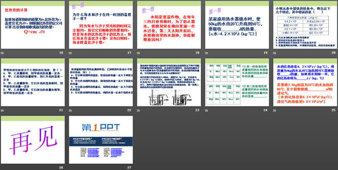 《科学探究：物质的比热容》内能与热机PPT课件