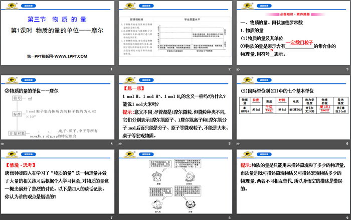 《物质的量的单位——摩尔》物质的量PPT课件