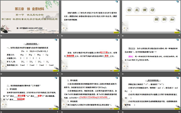 《物质的量在化学方程式计算中的应用》金属材料PPT