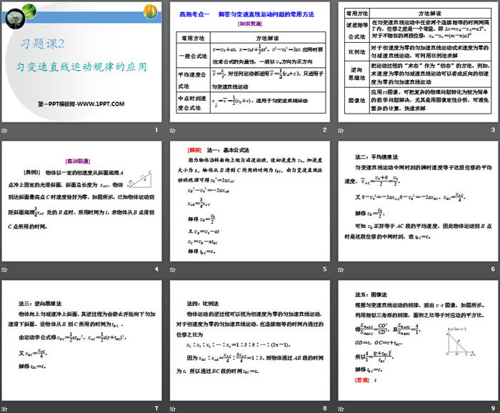 《匀变速直线运动规律的应用》匀变速直线运动的研究PPT