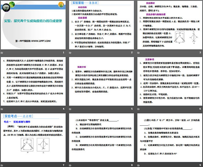 《实验：探究两个互成角度的力的合成规律》相互作用——力PPT