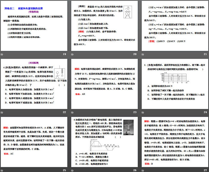 《超重和失重》运动和力的关系PPT