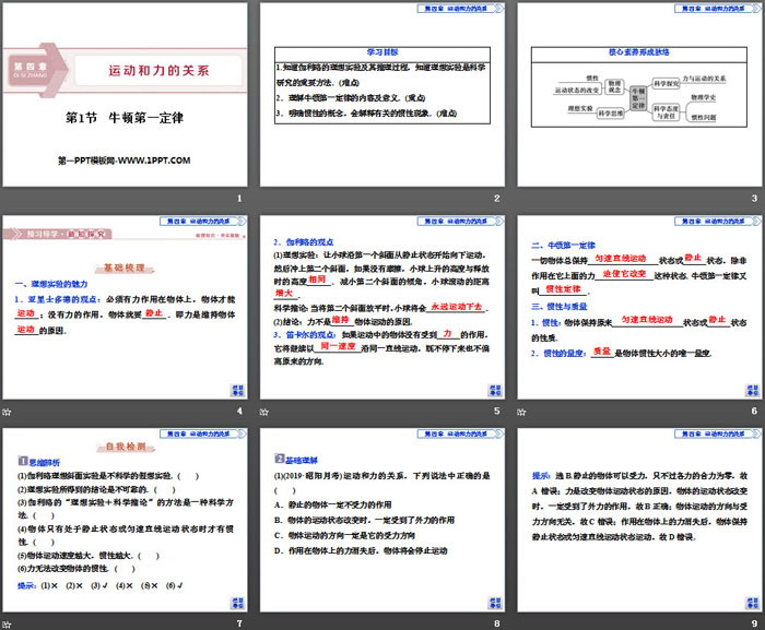 《牛顿第一定律》运动和力的关系PPT课件