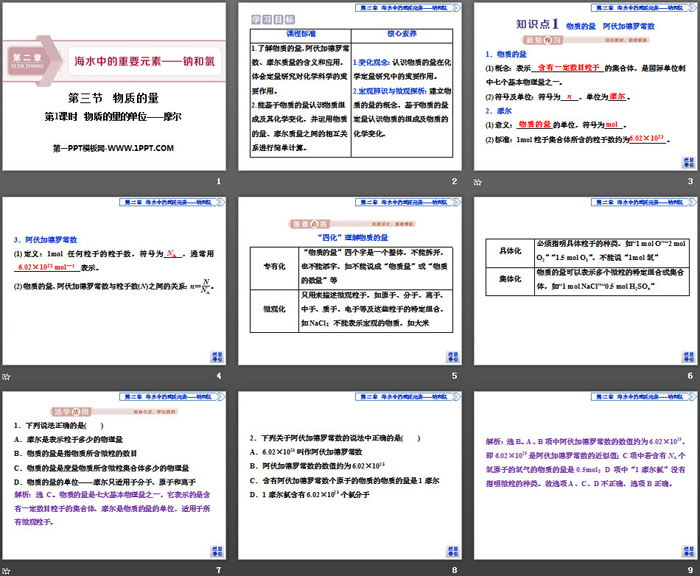 《物质的量》海水中的重要元素—钠和氯PPT(第1课时物质的量的单位—摩尔)