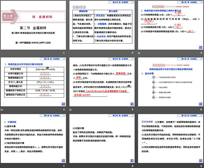 《金属材料》铁 金属材料PPT(第2课时物质的量在化学方程式计算中的应用)